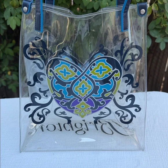 BRIGHTON SUMMER HEART Clear Plastic Navy Leather Straps Tote Purse.💙 - Picture 7 of 17